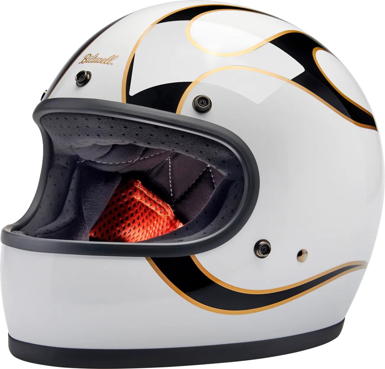 Κράνος BILTWELL Gringo Flames Full Face Unisex μαύρο-λευκό