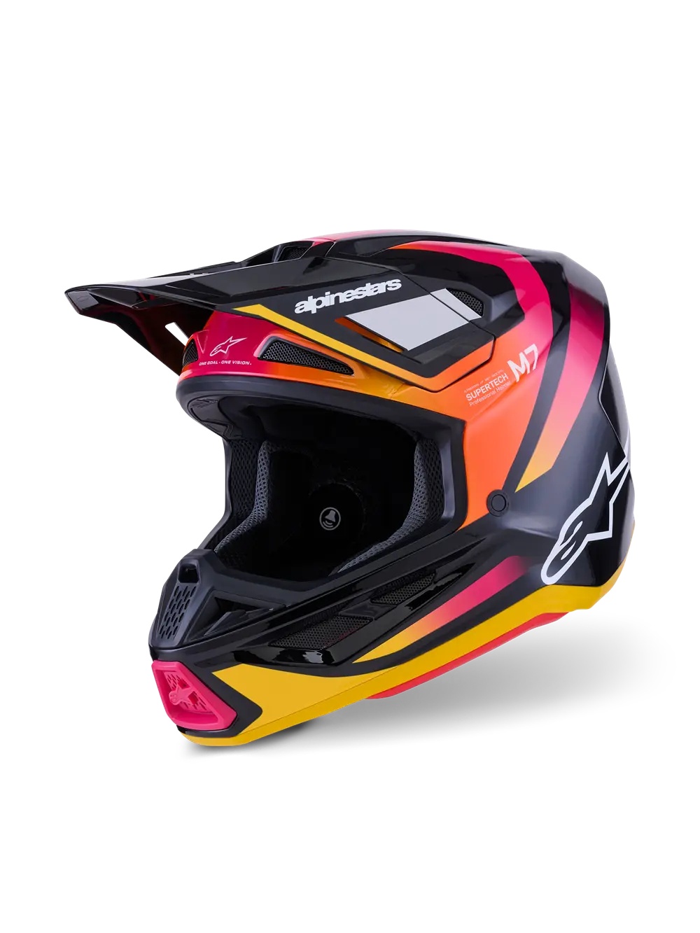 ALPINESTARS(MX) HELMET SM7 RISE BLK/YL/PINK 2X 8301526-1564-2X