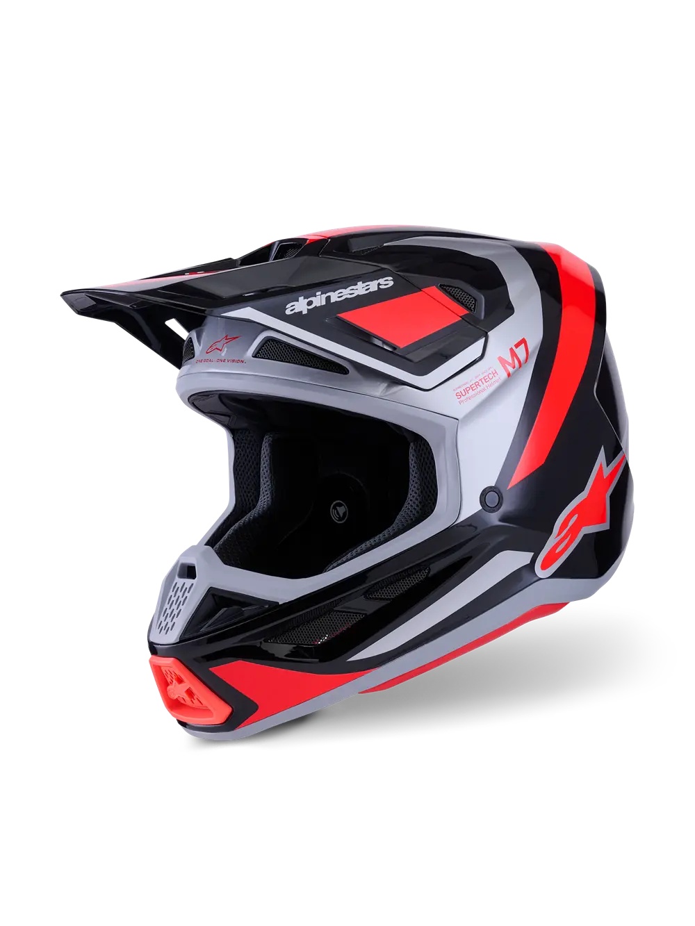 ALPINESTARS(MX) HELMET SM7 RISE BLK/RD/SILV S 8301526-1565-S