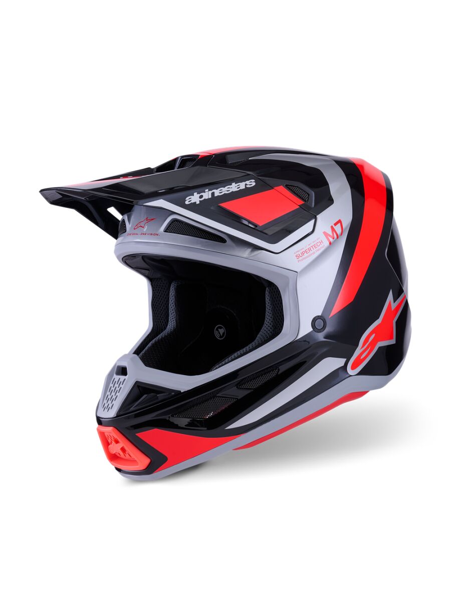 ALPINESTARS(MX) HELMET SM7 RISE BLK/RD/SILV L 8301526-1565-L