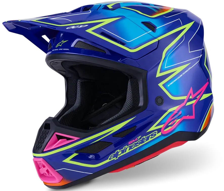 ALPINESTARS(MX) HELMET SM7 CAST BLU/YL/PINK M 8302526-7254-M