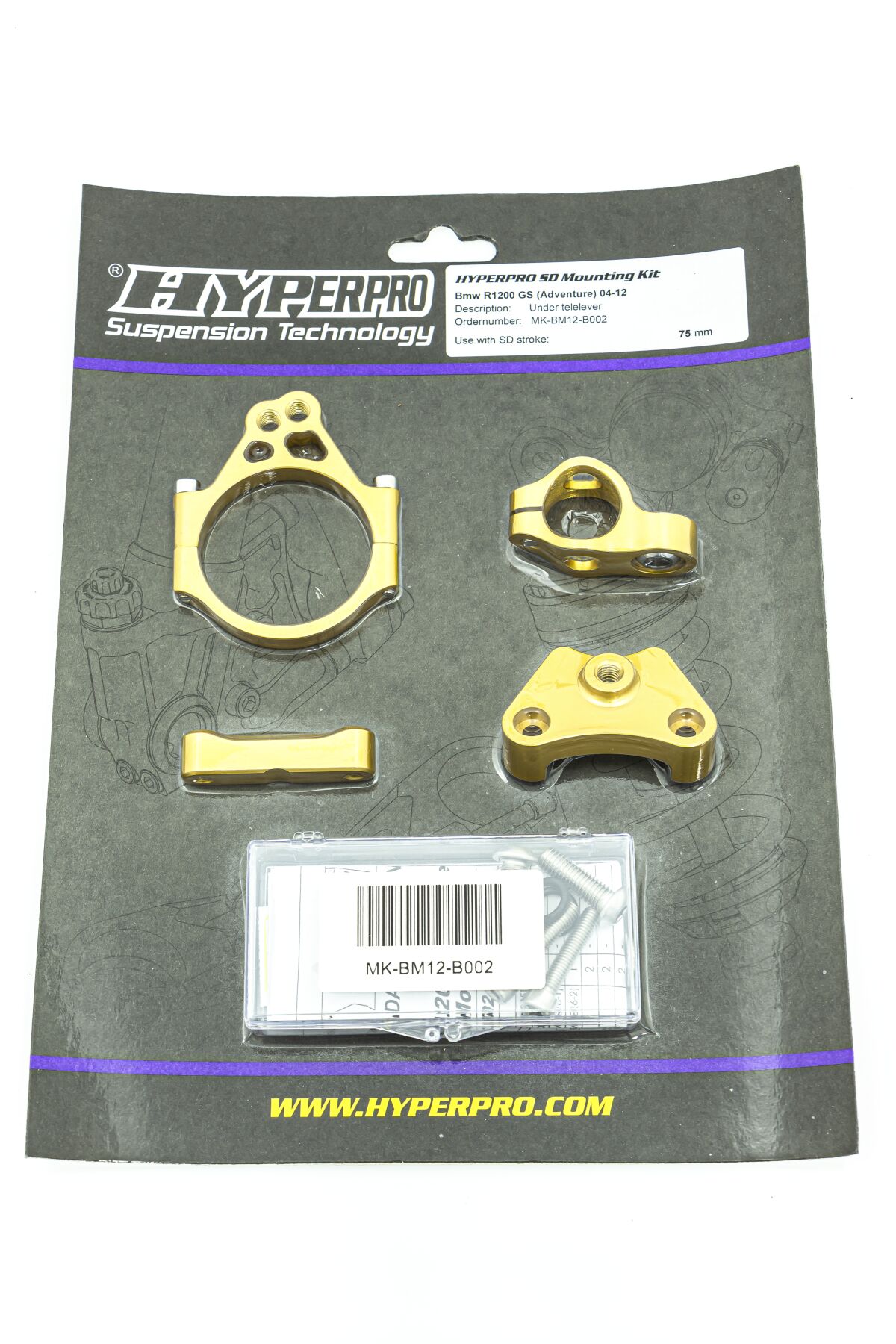 HYPERPRO SD MOUNT. KIT GOLD BMW R 1200 MK-BM12-B002