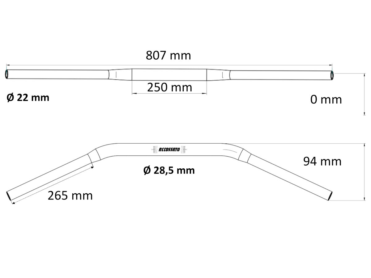ACCOSSATO HANDLEBAR D28.5x4 L860 BLK HBT187N