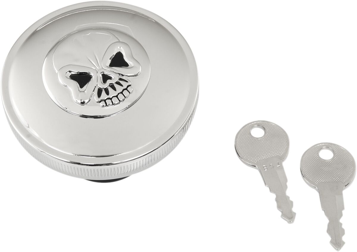 DRAG SPECIALTIES CAP VNT W/LOCK SKL CHR 03-0320AS-A
