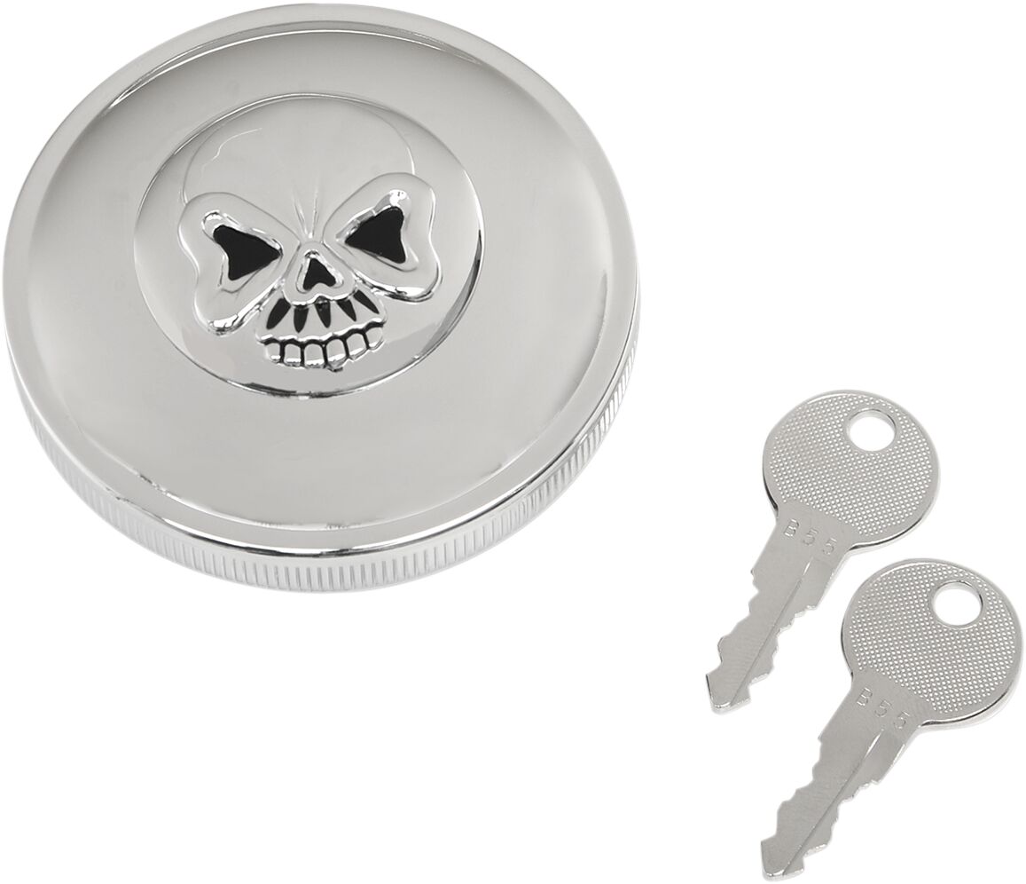 DRAG SPECIALTIES CAP N-VNT W/LOCK SKL CHR 03-0320AS-B