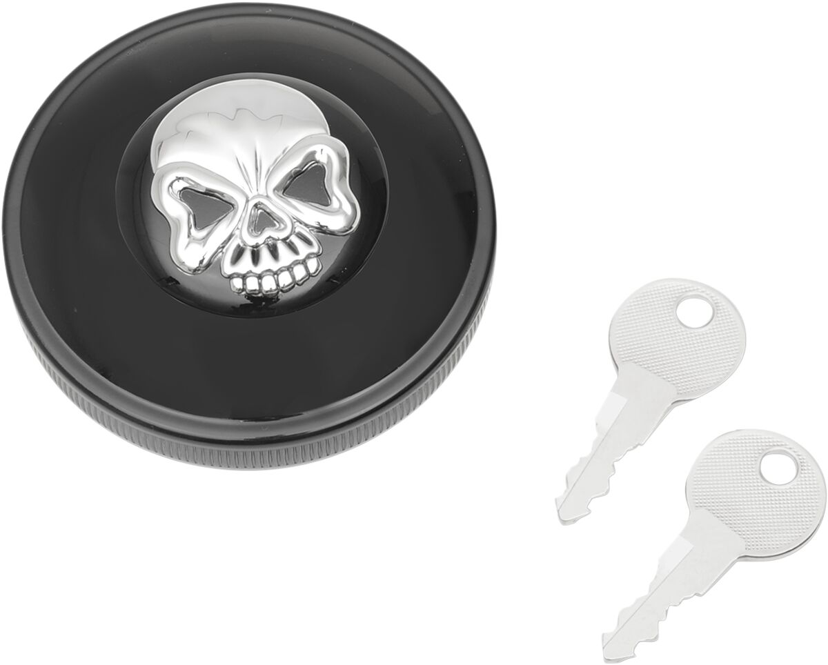 DRAG SPECIALTIES CAP VNT W/LOCK SKL BLK 03-0320ABS-A