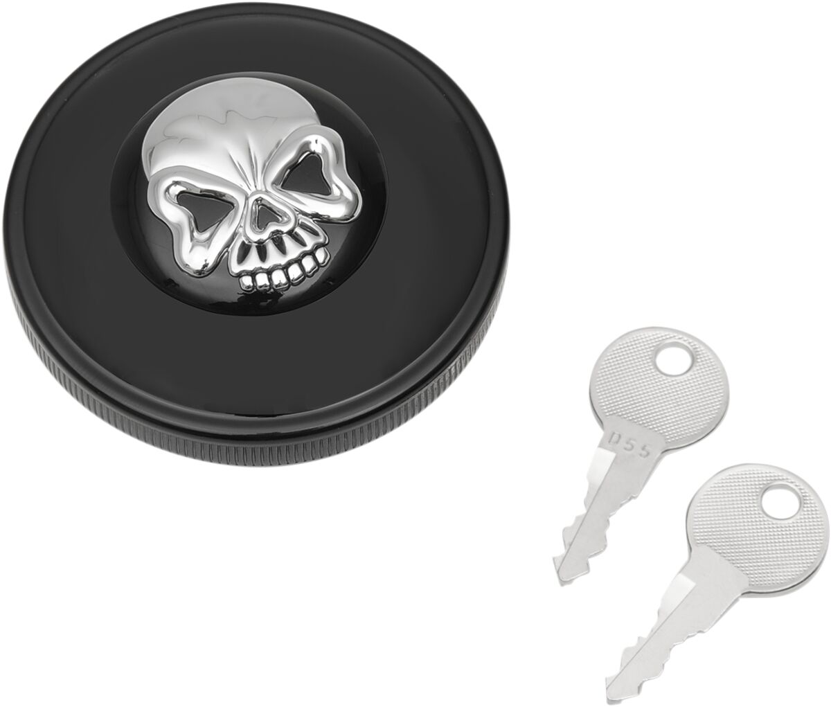 DRAG SPECIALTIES CAP N-VNT W/LOCK SKL BLK 03-0320ABS-B