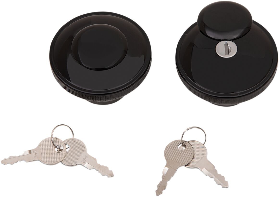 DRAG SPECIALTIES CAP GAS LOCK BLK N/VENT 03-0320AB-B