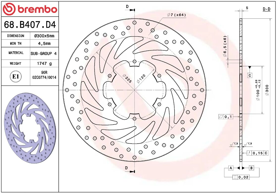 BREMBO BRAKE DISC FIX FR 68B407D4