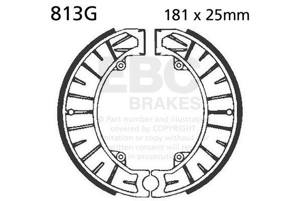 EBC BRAKE SHOE GROOVED 813G