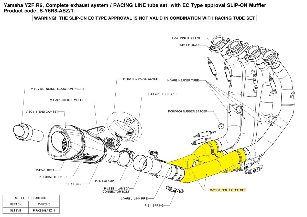 AKRAPOVIC COLLECTOR SS YZF-R6 09 C-Y6R8