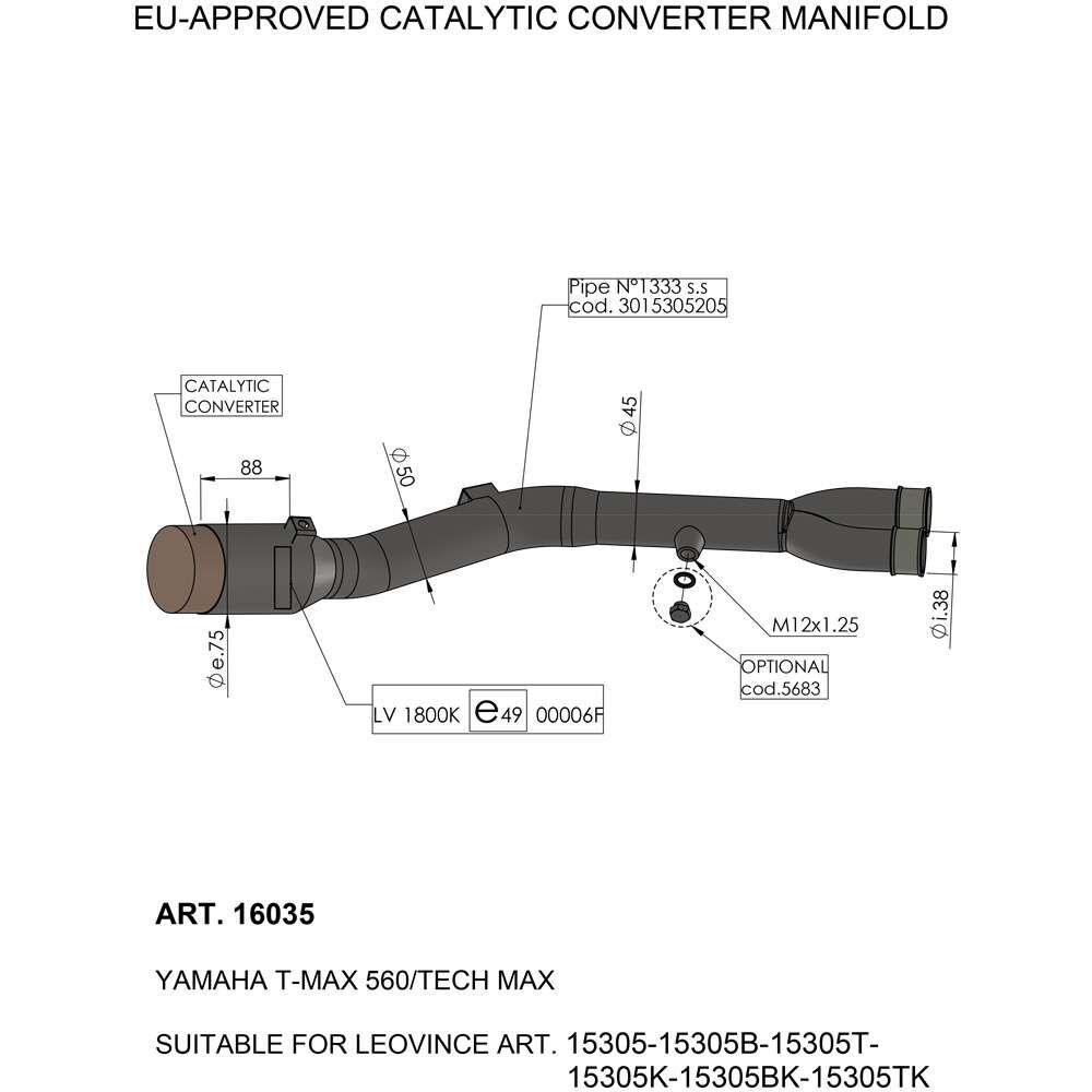 LEOVINCE CAT CONV MANIFOLD YAMAHA 16035