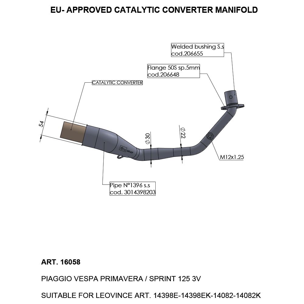 LEOVINCE CAT CONV MANIFOLD VESPA 16058