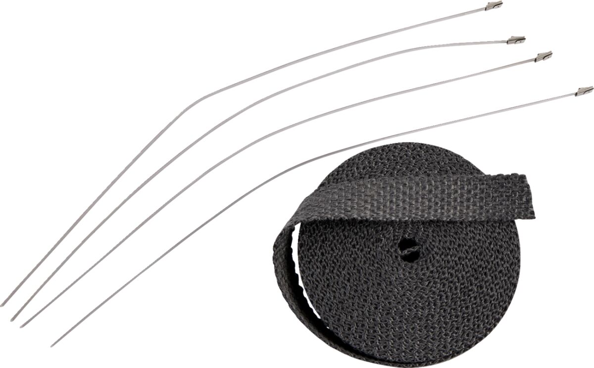 DRAG SPECIALTIES WRAP EXH 1X25' BLK W/TIE 526-2002