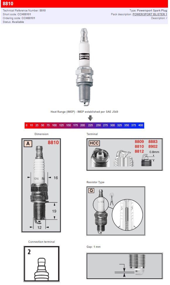 CHAMPION CHAMPION S-PLUG 8810 CCH88101