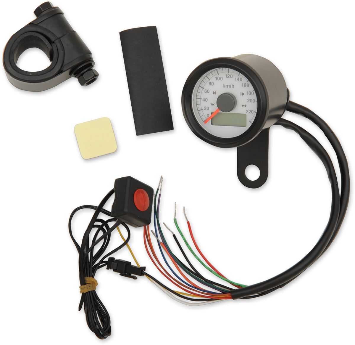 DRAG SPECIALTIES SPEEDO W/4LTS KPH BLK/WHT 77902KW
