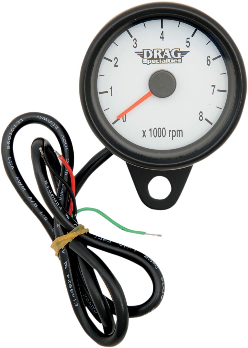 DRAG SPECIALTIES TACH BLK 2.4 WHT W/LED 21-6849BDSW